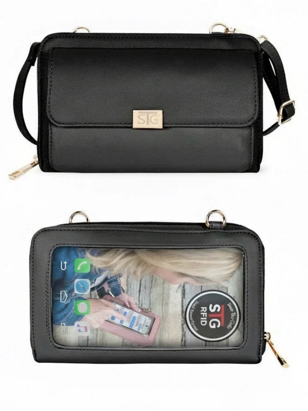 Save the Girls Captiva RFID Black Crossbody Wallet Phone Case